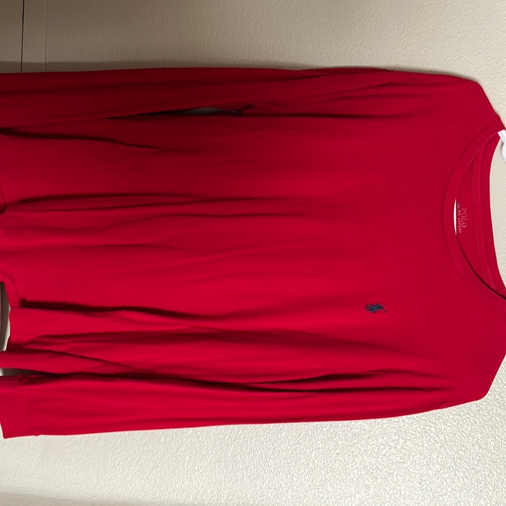 Red polo, Ralph Lauren, long sleeve